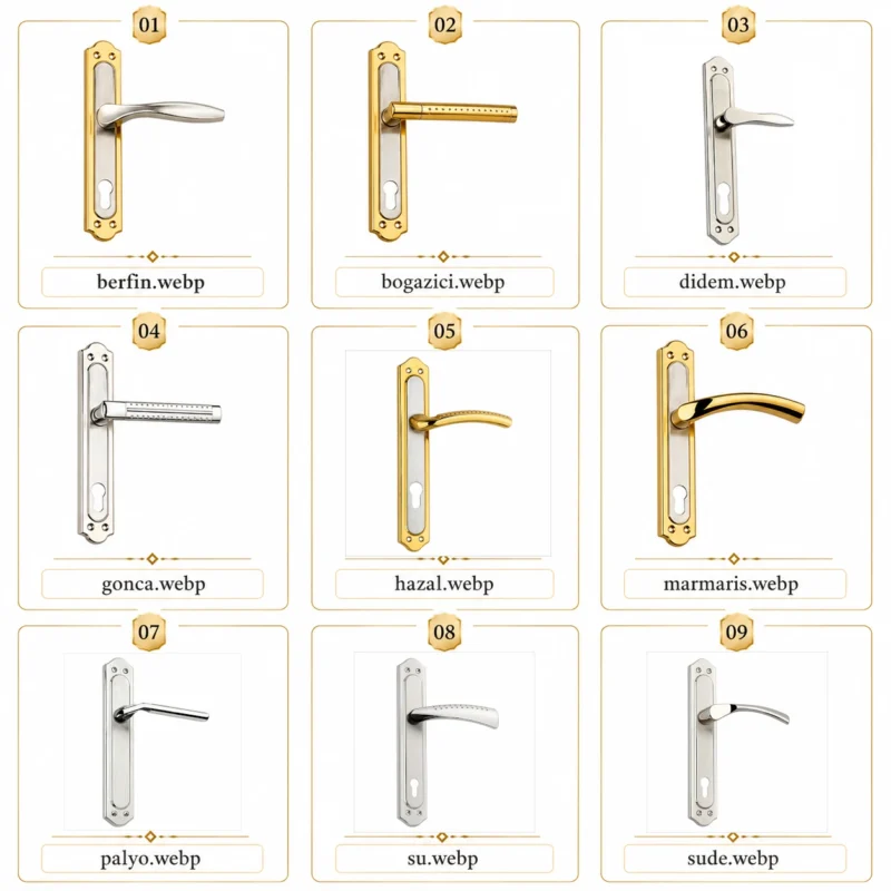 Signature door handles collection featuring nine premium designer architectural lever handle models.