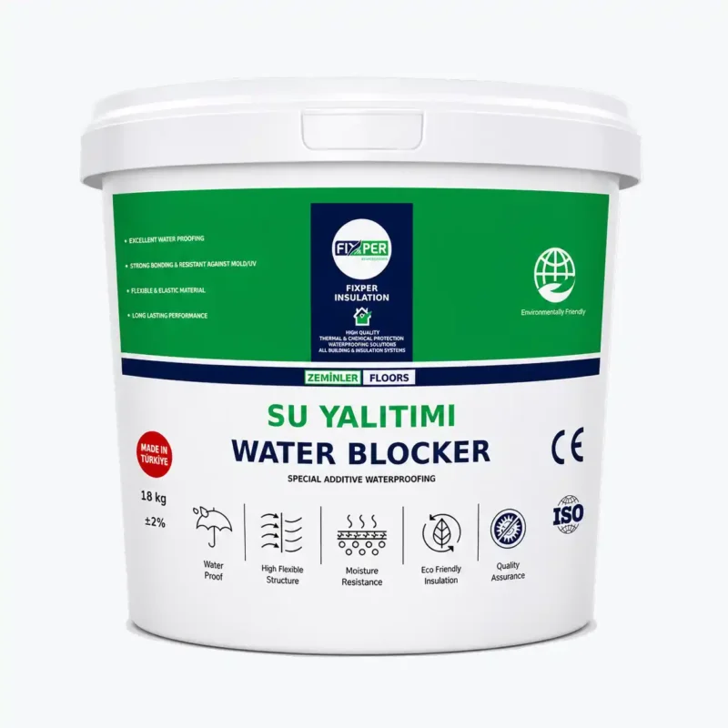 Fixper acrylic waterproofing water blocker bucket for floors and surfaces providing moisture protection and flexible waterproof coating