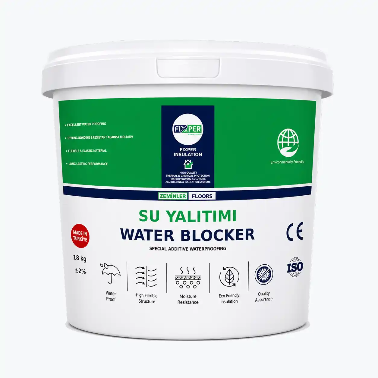 Fixper acrylic waterproofing water blocker bucket for floors and surfaces providing moisture protection and flexible waterproof coating